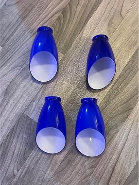 Set of 4 Cobalt Blue Glass Light Shades / Replacement Light Globes